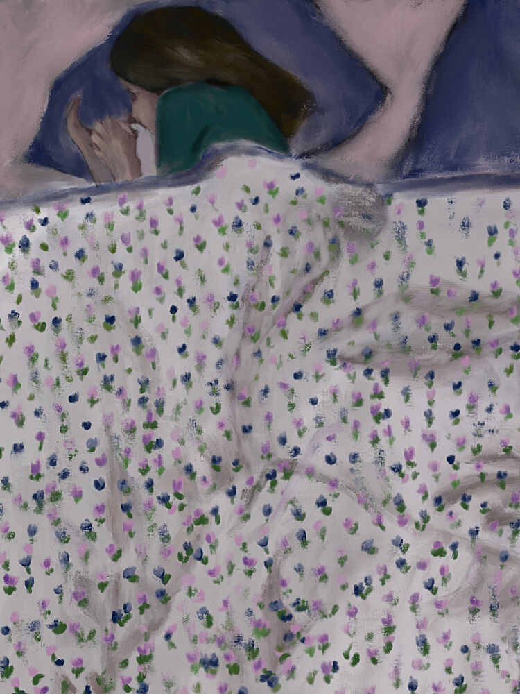 Woman in Floral Bed art print by Osheensgallery for $57.95 CAD