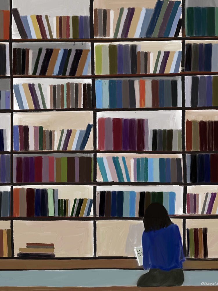 Quiet Library Reading art print by Osheensgallery for $57.95 CAD