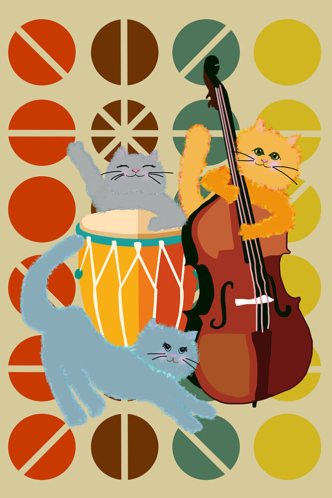 Retro Cat Jazz Band art print by Lynnda Rakos for $57.95 CAD