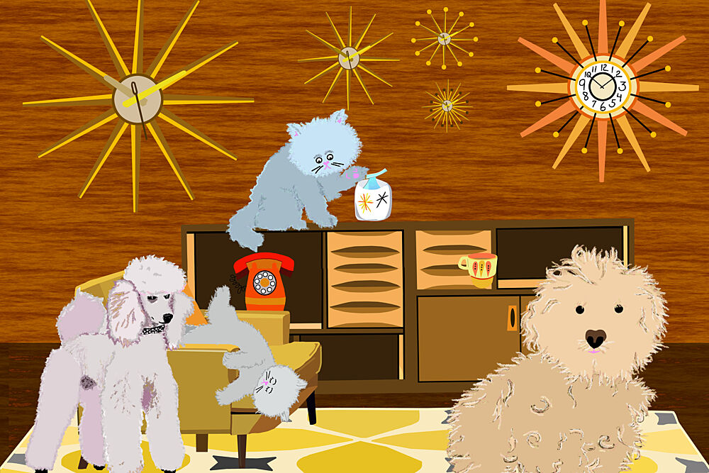 Playful Retro Pets art print by Lynnda Rakos for $57.95 CAD