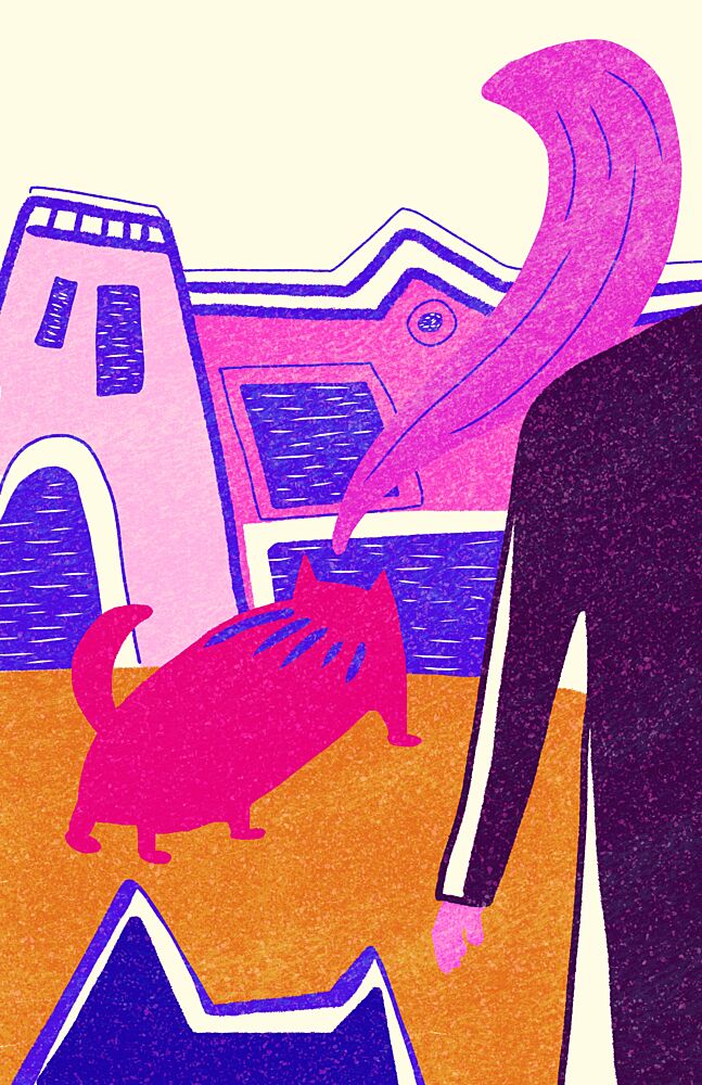 Pink Cat City Stroll art print by Ellis Illustrations for $57.95 CAD