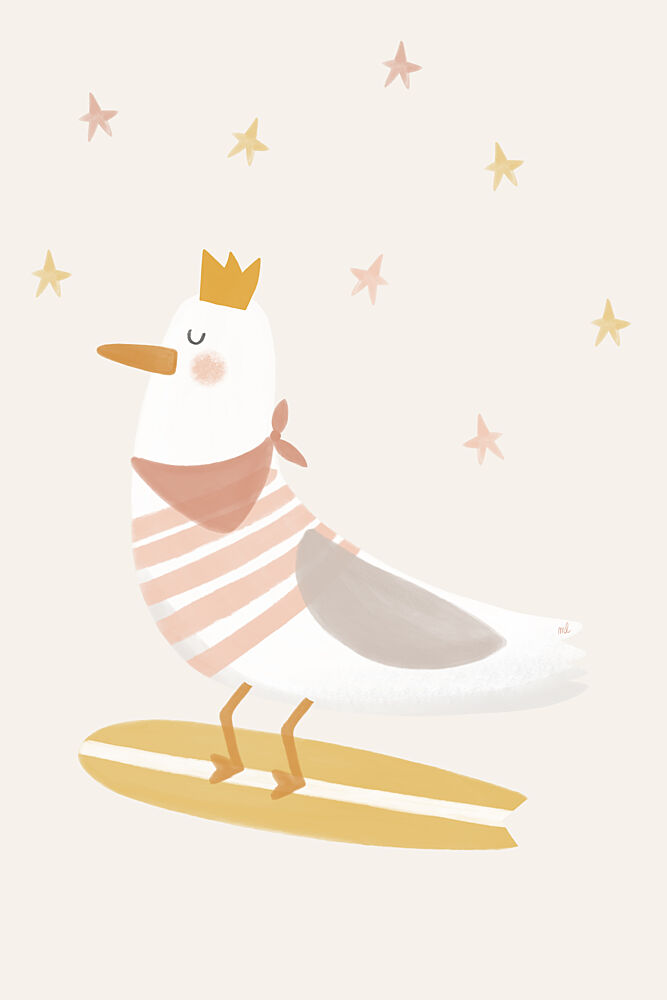 Seagull Surfer Prince art print by Menina Lisboa for $57.95 CAD
