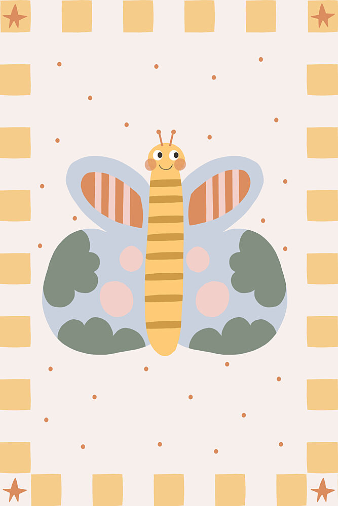 Cute Smiling Butterfly art print by Menina Lisboa for $57.95 CAD