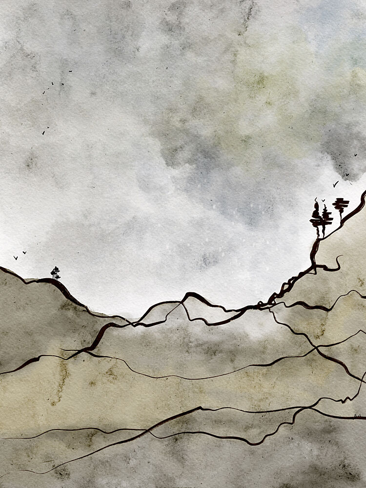 Zen Mountain Landscape art print by Ankie Kooi for $57.95 CAD