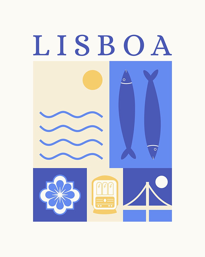 Lisbon Travel Icons art print by Artprink for $57.95 CAD