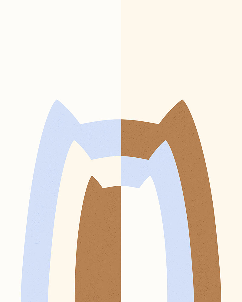 Abstract Blue Brown Cats art print by Artprink for $57.95 CAD