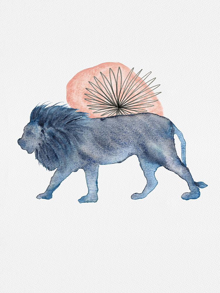 Serene Blue Lion Walk art print by Suchi Deb for $57.95 CAD