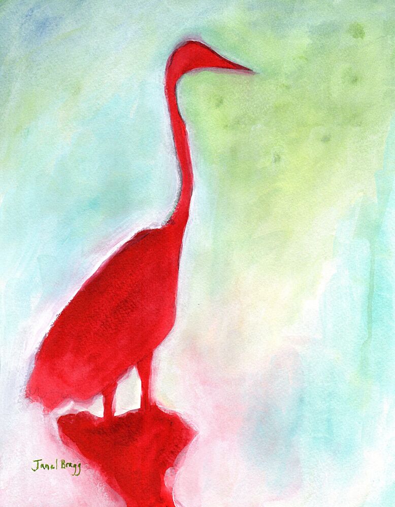 Red Heron Reflection art print by Janel Bragg for $57.95 CAD