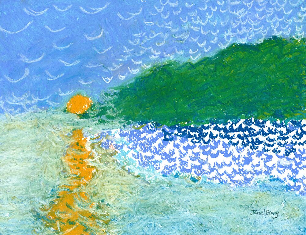 Vibrant Coastal Sunset art print by Janel Bragg for $57.95 CAD