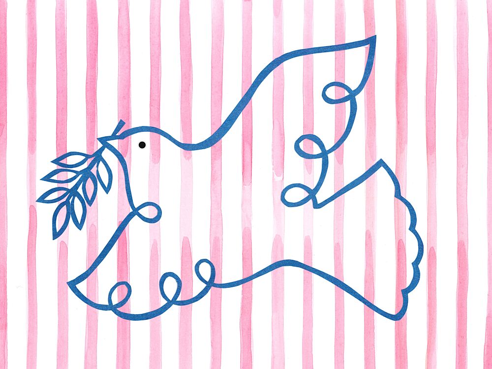 Pink Striped Peace Dove art print by Isabelle Brent for $57.95 CAD
