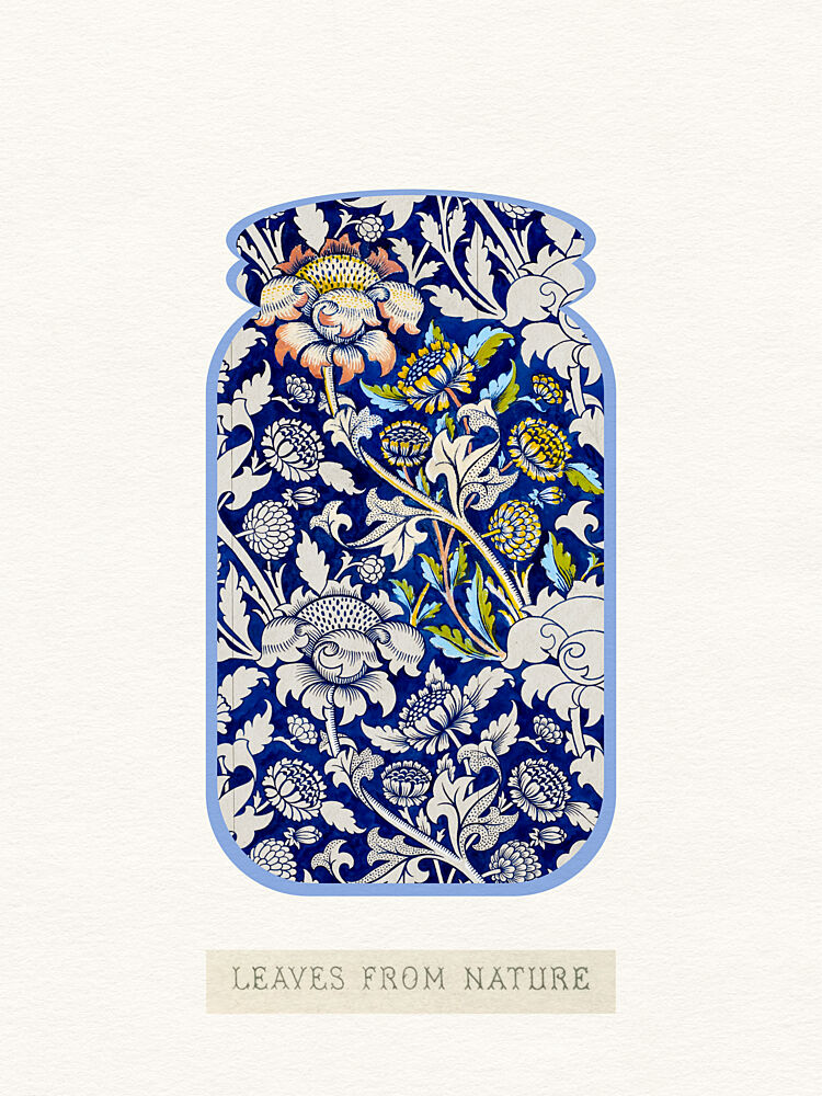 Indigo Floral Jar art print by Wild Violets for $57.95 CAD