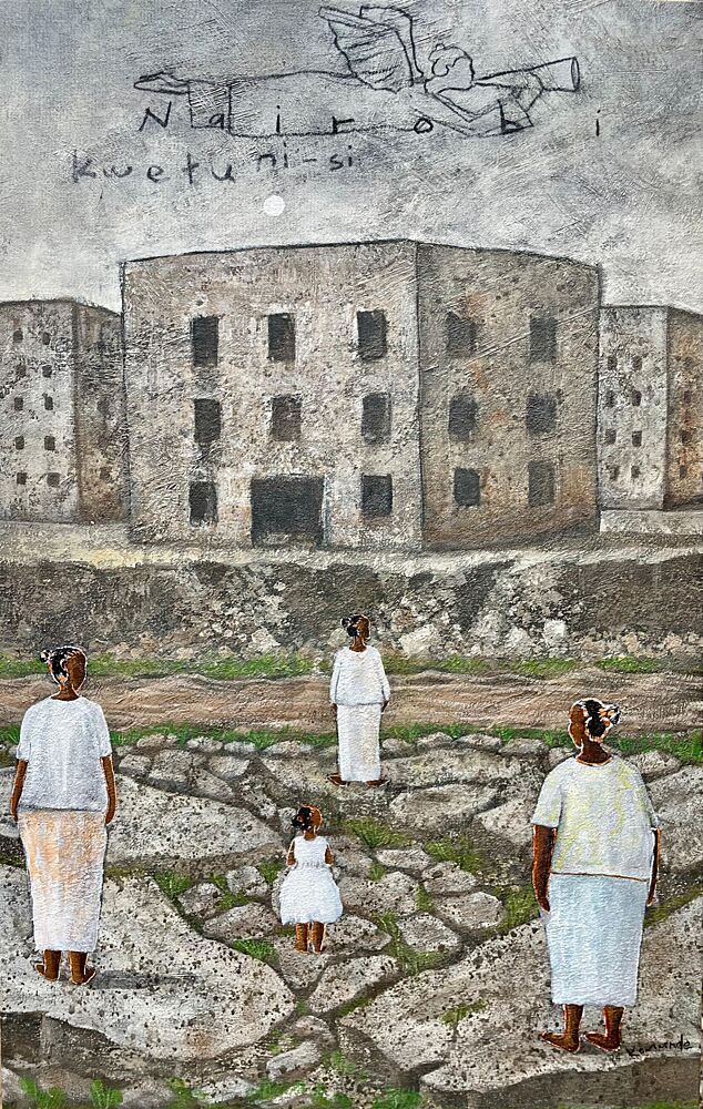Urban Family with Angel art print by James Kamande for $57.95 CAD