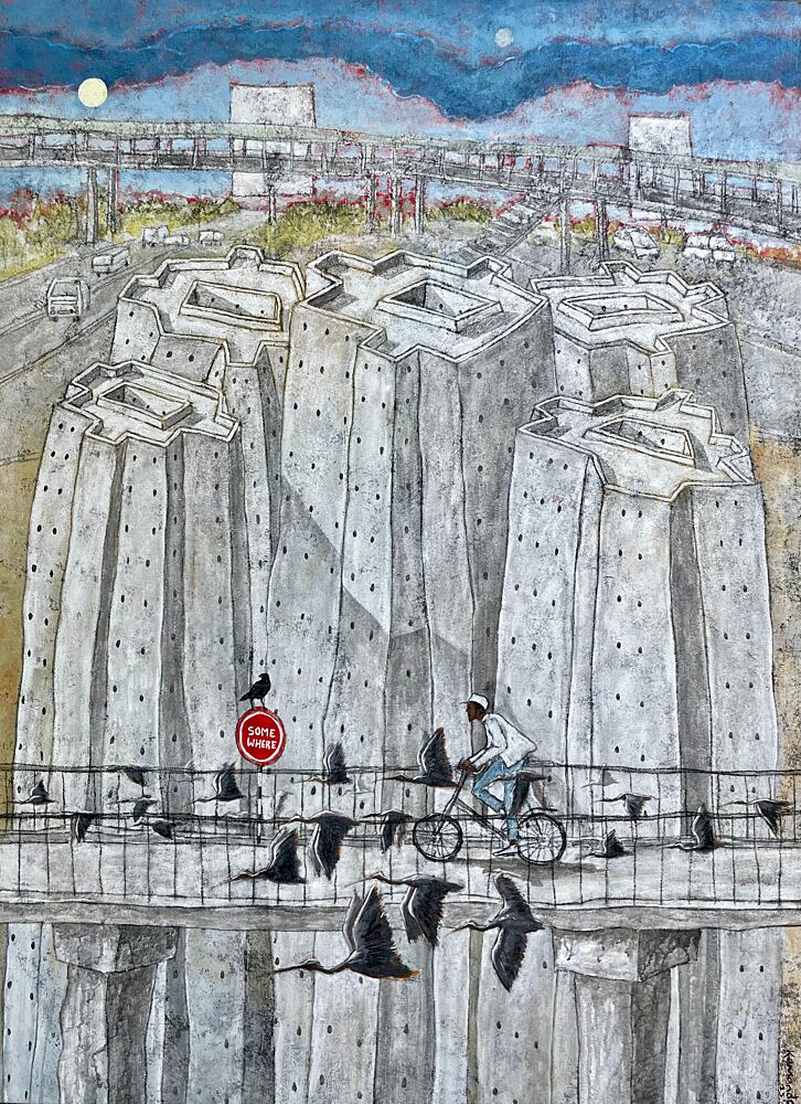 Urban Bridge Cyclist art print by James Kamande for $57.95 CAD