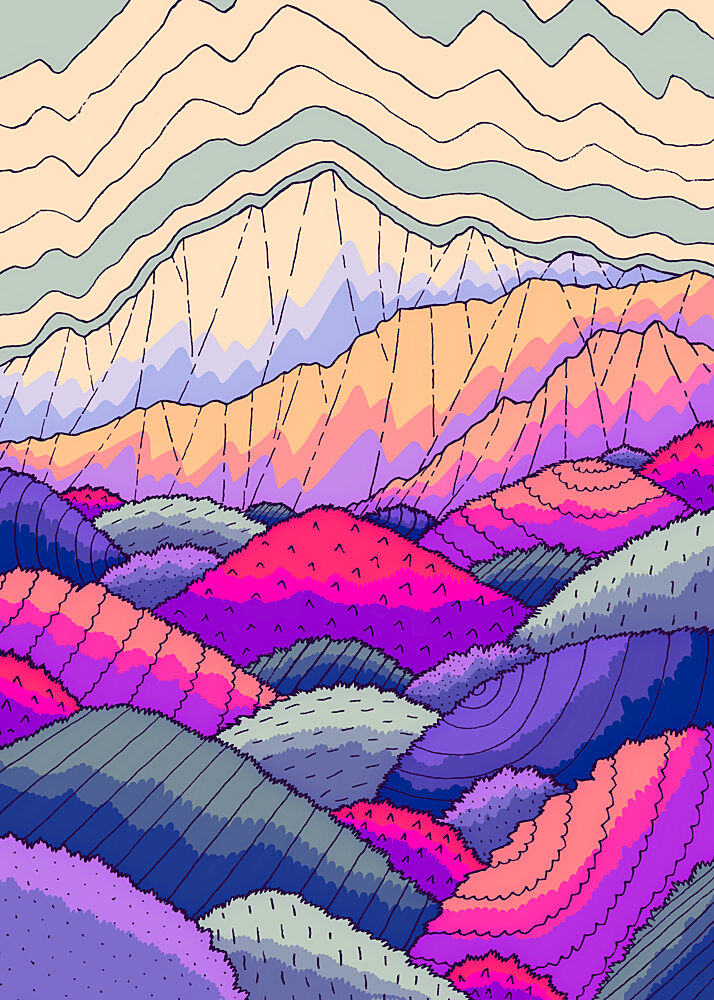 Vibrant Mountain Landscape art print by Stephen Wade for $57.95 CAD