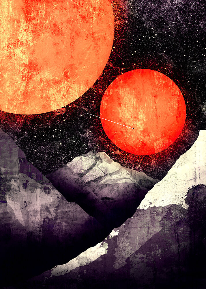Red Planets over Mountains art print by Stephen Wade for $57.95 CAD