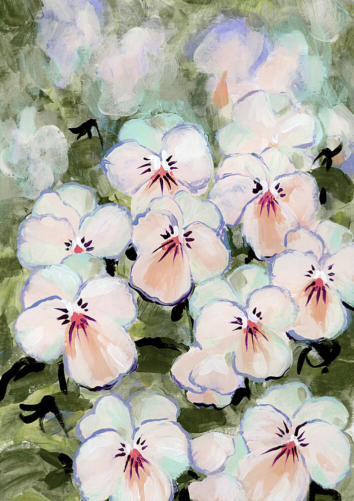 Delicate White Pansies art print by Rosana Laiz Blursbyai for $57.95 CAD