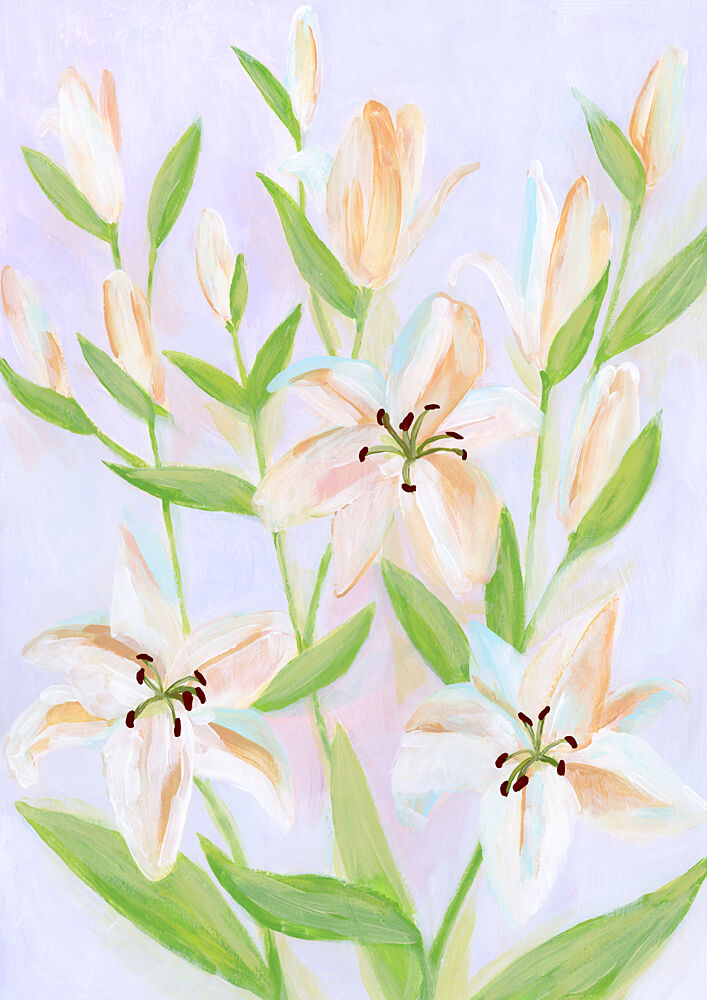 Delicate Pastel Lilies art print by Rosana Laiz Blursbyai for $57.95 CAD