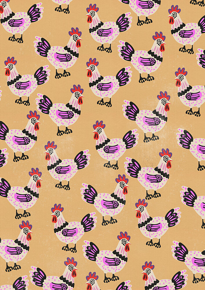 Colorful Farm Chickens art print by Nicholas for $57.95 CAD