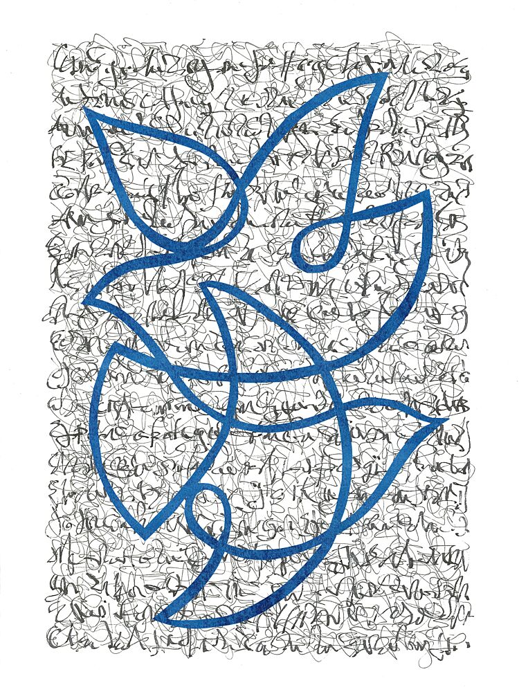 Flowing Blue Script art print by Isabelle Brent for $57.95 CAD