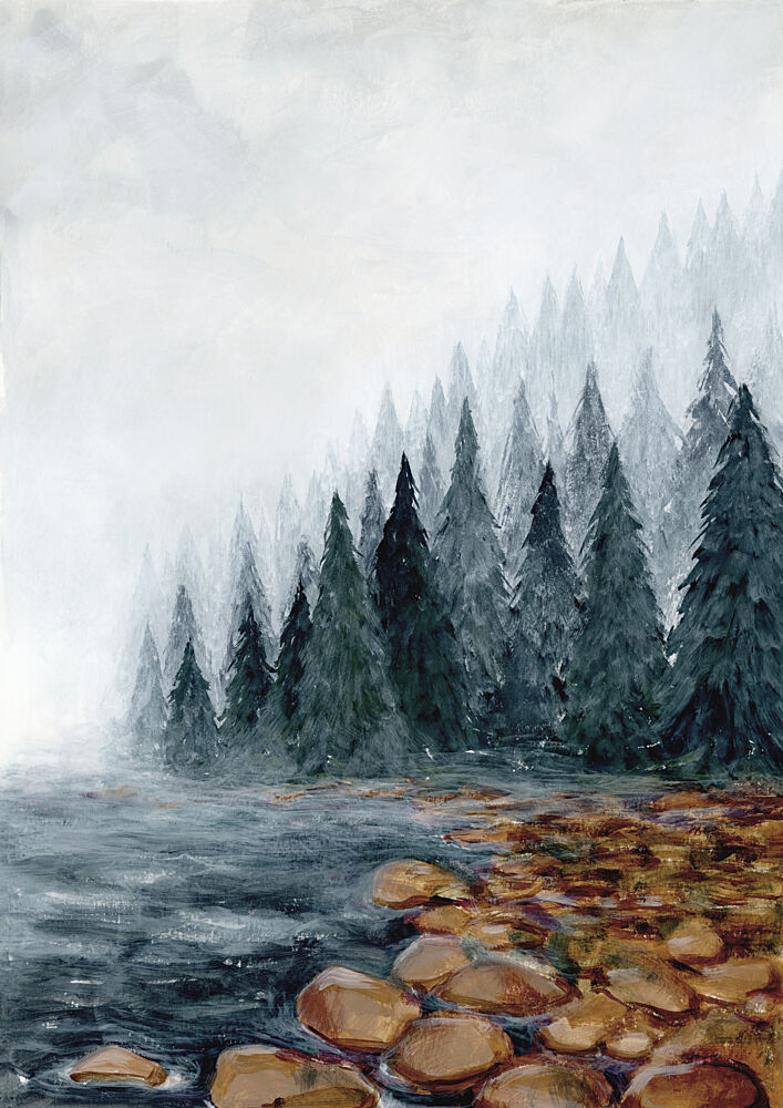 Misty Forest River art print by Rosana Laiz Blursbyai for $57.95 CAD