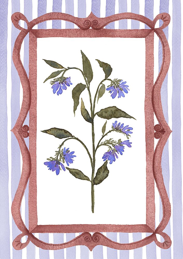 Blue Framed Botanical art print by Suchi Deb for $57.95 CAD