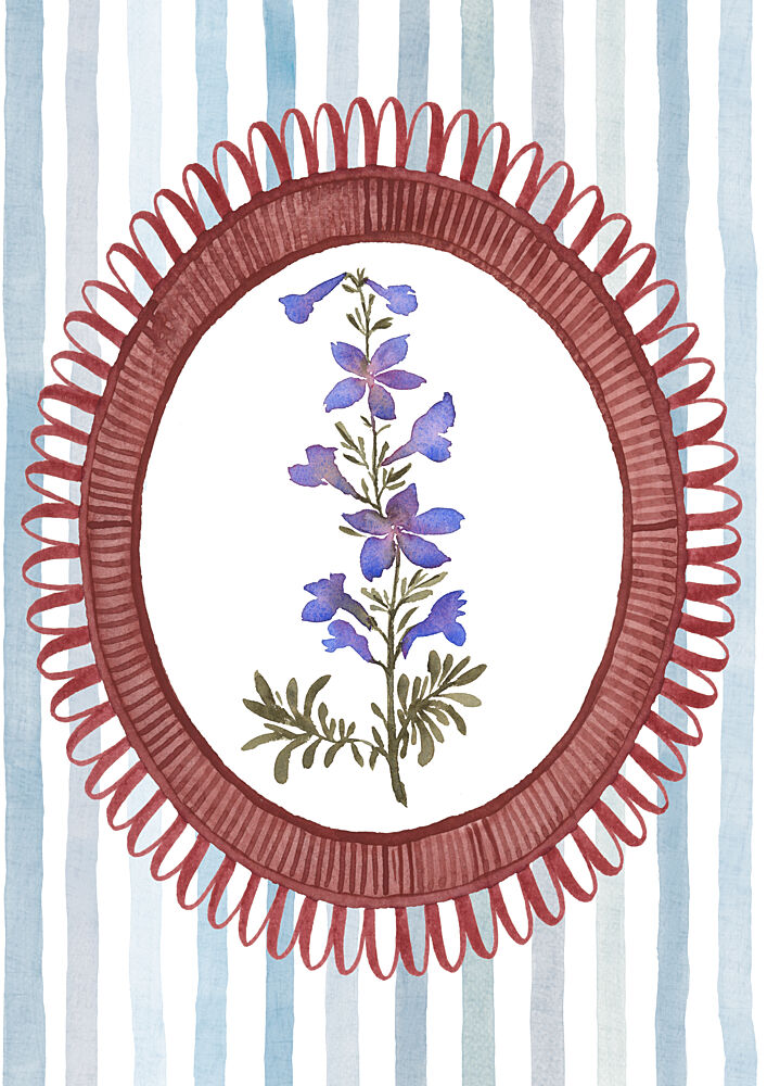 Green Stripes Purple Flower art print by Suchi Deb for $57.95 CAD
