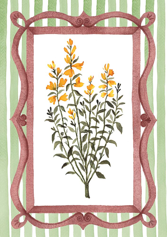 Yellow Flowers Striped Frame art print by Suchi Deb for $57.95 CAD
