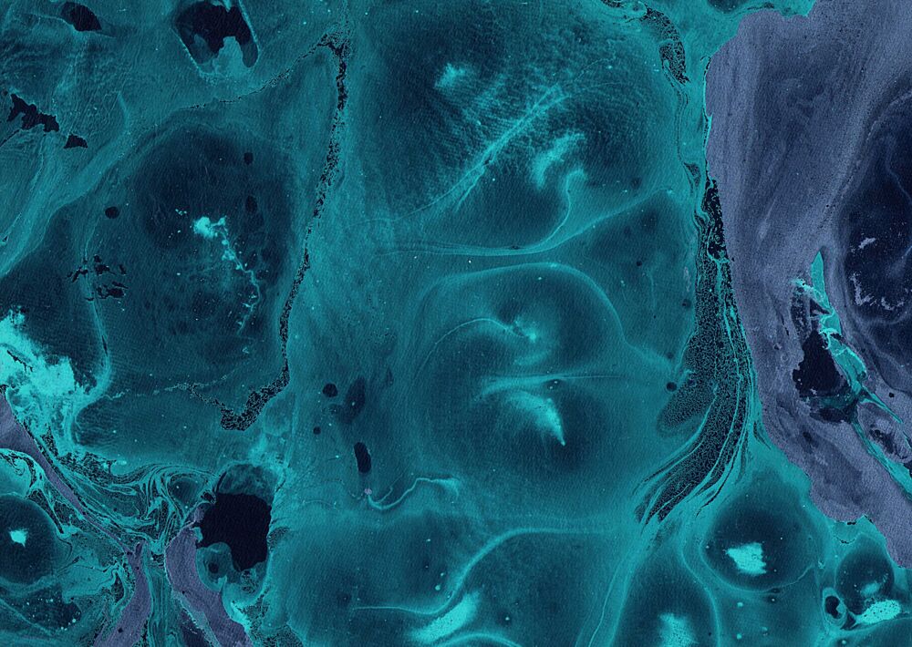Deep Teal Fluid Swirls art print by Santhosh Ch for $57.95 CAD