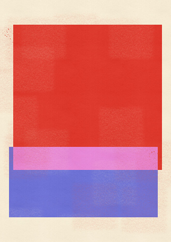 Red Pink Blue Abstract art print by Nicholas for $57.95 CAD
