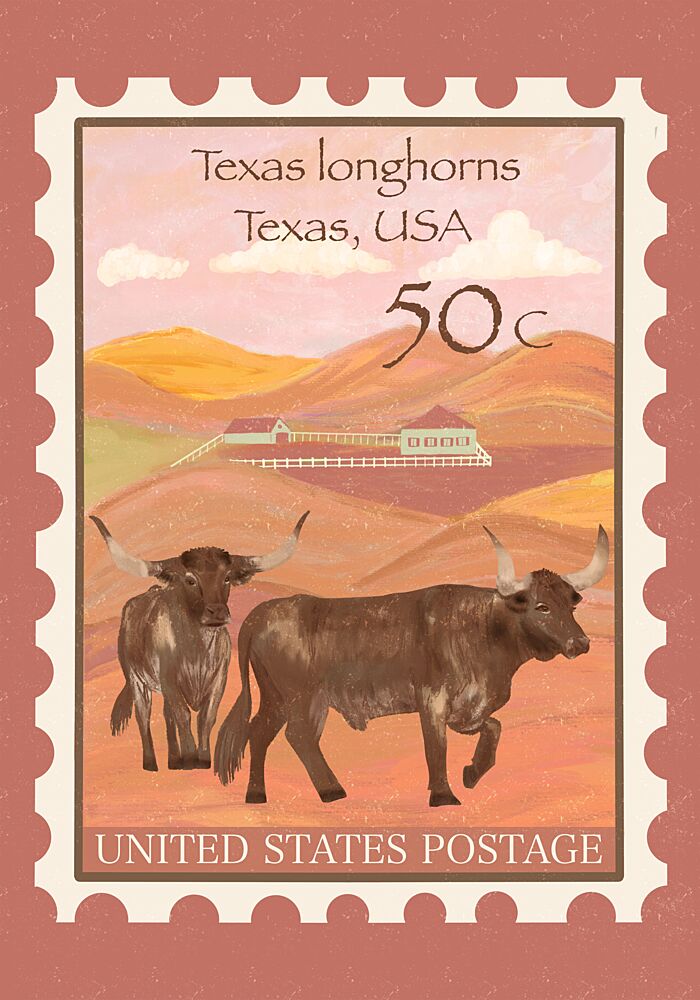 Texas Desert Longhorns art print by Aliya Putrus for $57.95 CAD