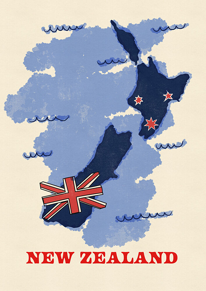 New Zealand Travel Map art print by Nicholas for $57.95 CAD