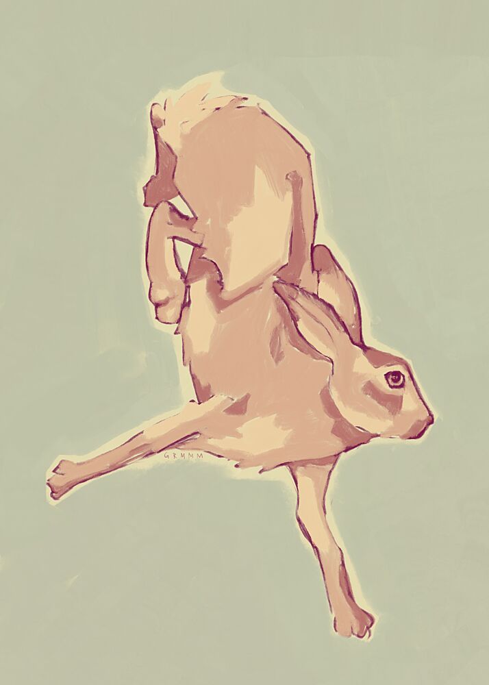 Leaping Pink Rabbit art print by Josephin Hermsdorf for $57.95 CAD