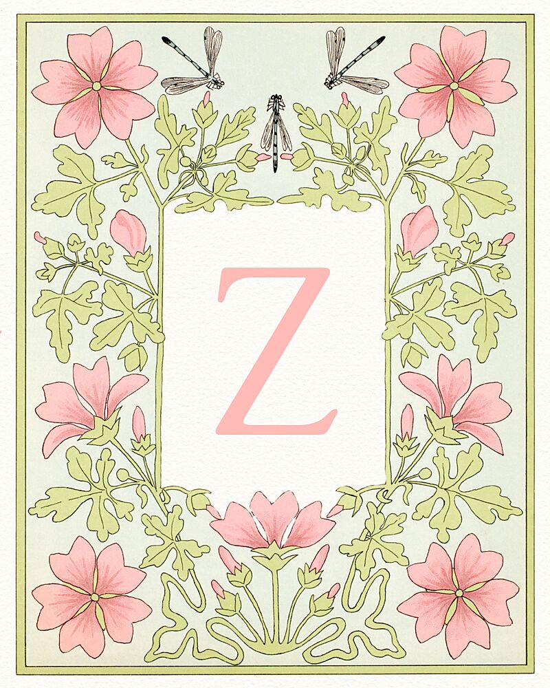 Elegant Floral Letter Z art print by Wild Violets for $57.95 CAD
