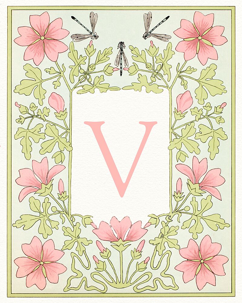 Elegant V Botanical Bloom art print by Wild Violets for $57.95 CAD