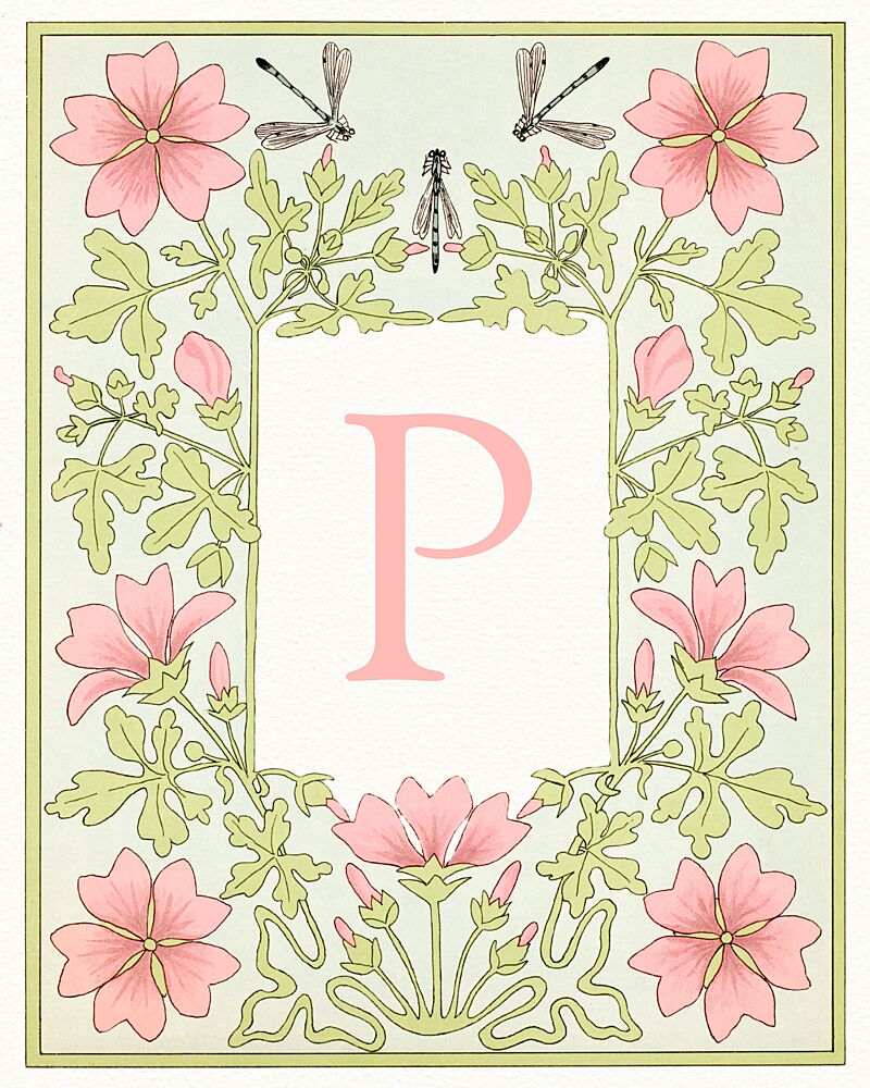 Elegant Floral Letter P art print by Wild Violets for $57.95 CAD