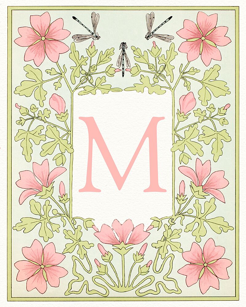 M Floral Monogram art print by Wild Violets for $57.95 CAD