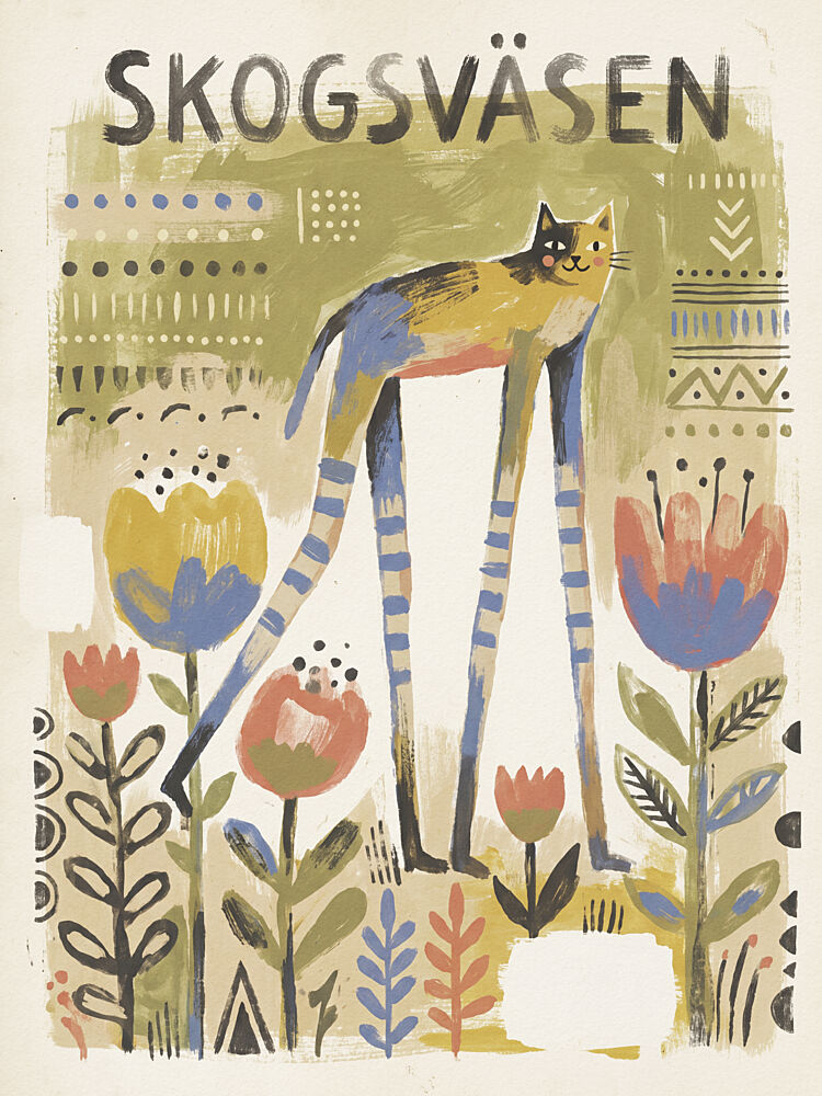 Whimsical Long-Legged Cat art print by Andreas Magnusson for $57.95 CAD