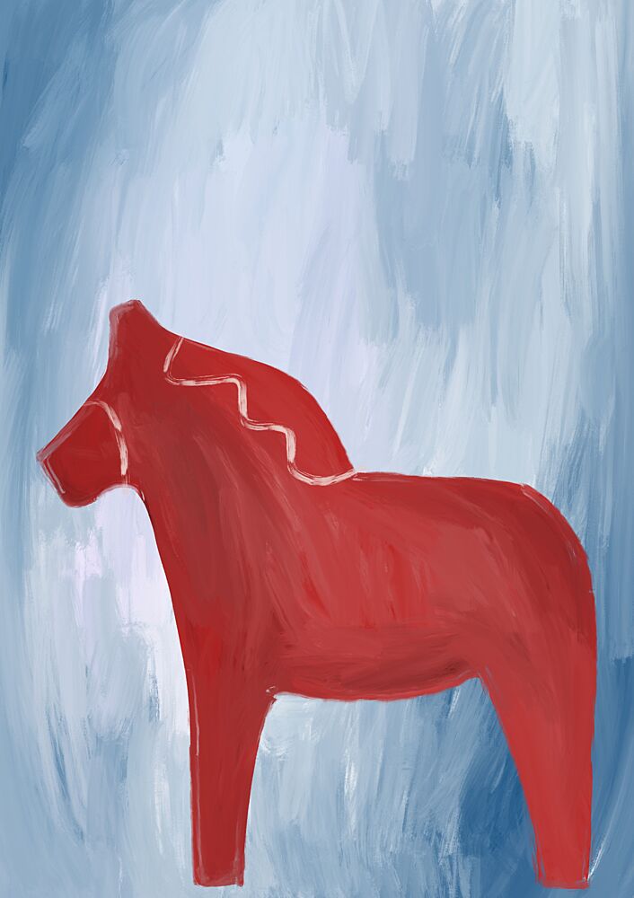 Red Dala Horse art print by Athene Fritsch for $57.95 CAD