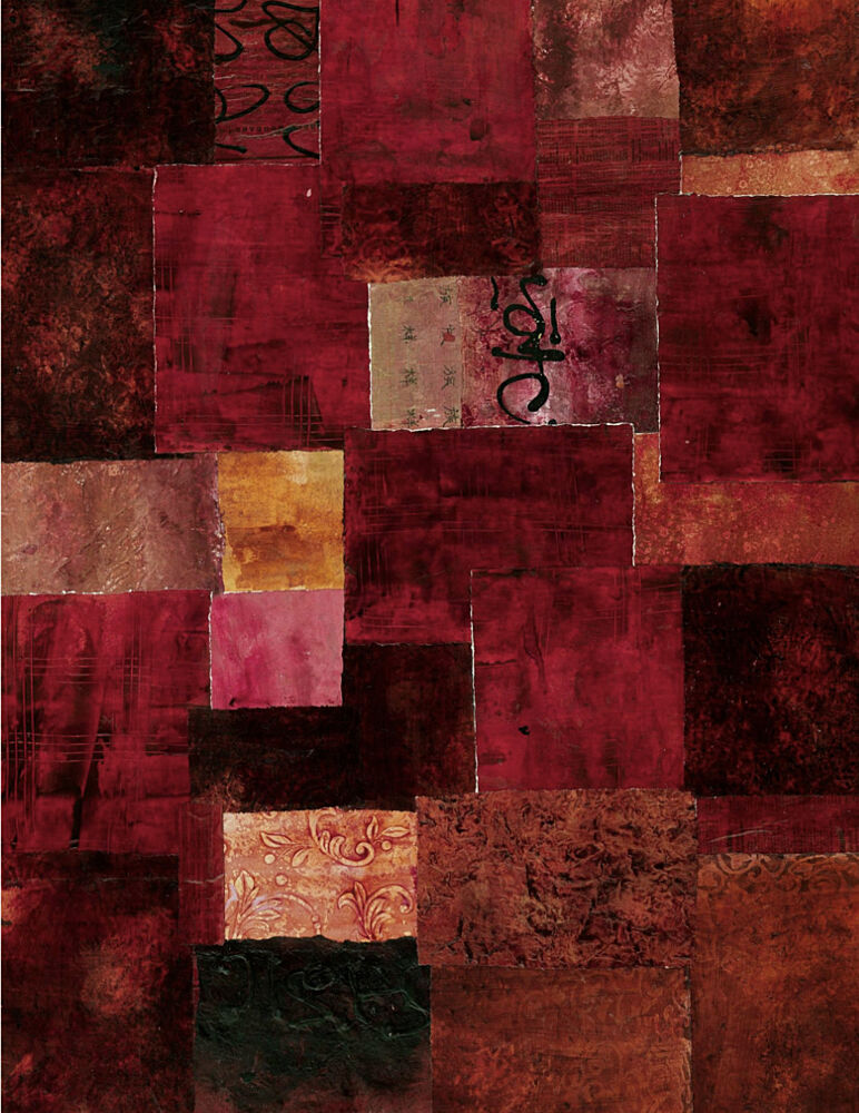 Crimson Patchwork Abstract art print by Deb Chaney for $57.95 CAD
