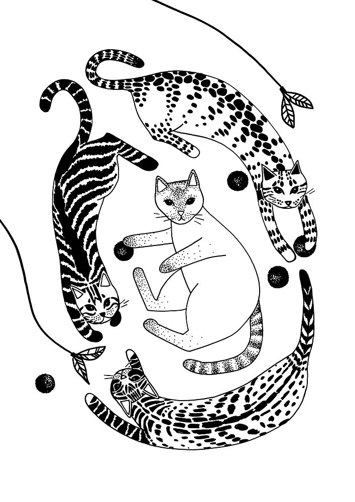 Whimsical Cat Play art print by Rosana Laiz Blursbyai for $57.95 CAD