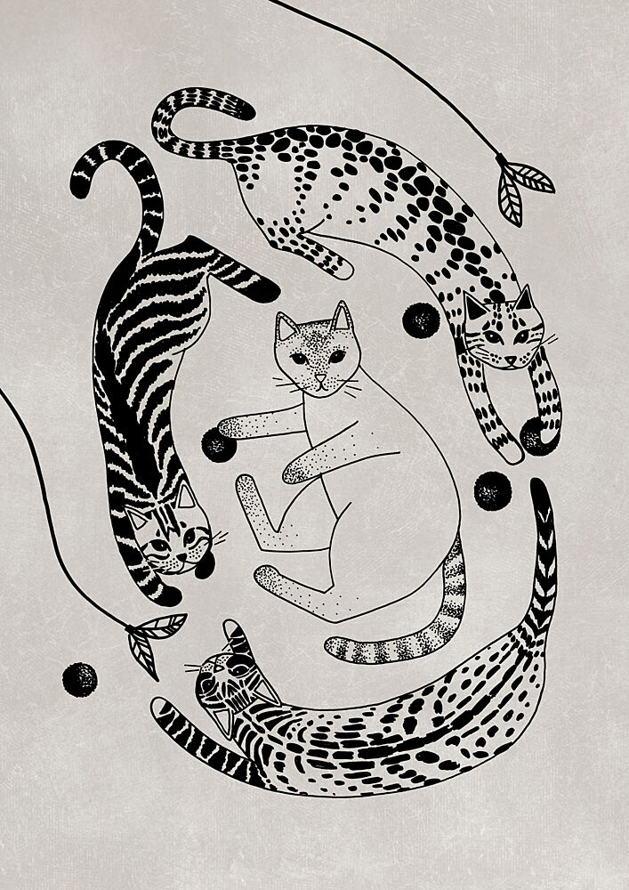 Playful Feline Patterns art print by Rosana Laiz Blursbyai for $57.95 CAD