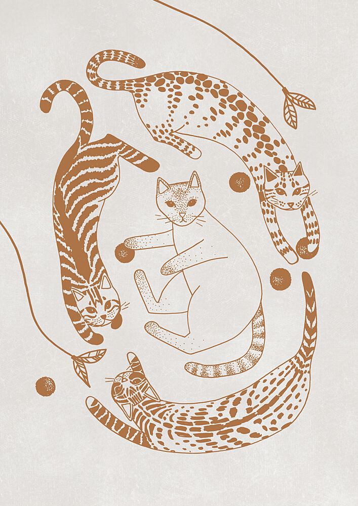 Four Playful Felines art print by Rosana Laiz Blursbyai for $57.95 CAD