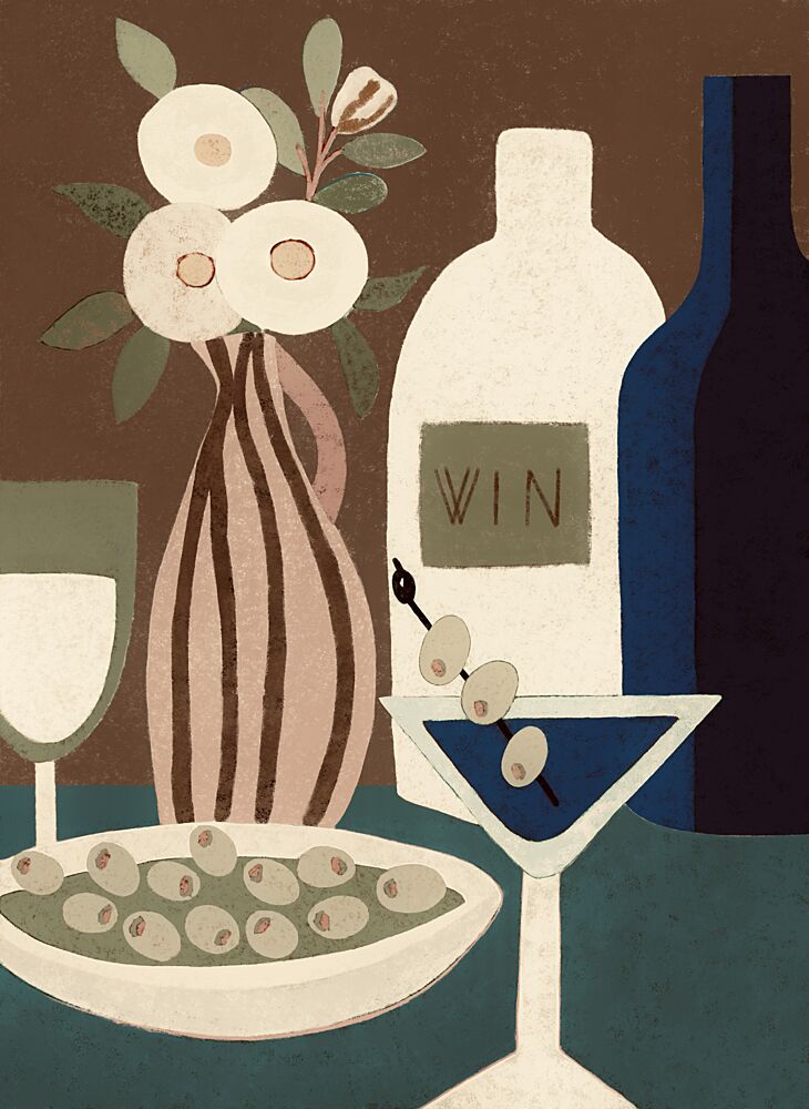 Martini Wine and Olives art print by Las3curiosas for $57.95 CAD
