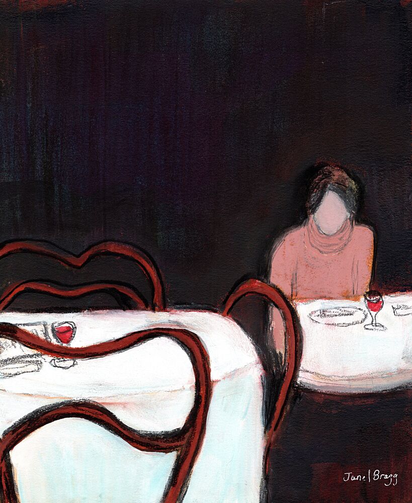 Woman Dining Alone art print by Janel Bragg for $57.95 CAD