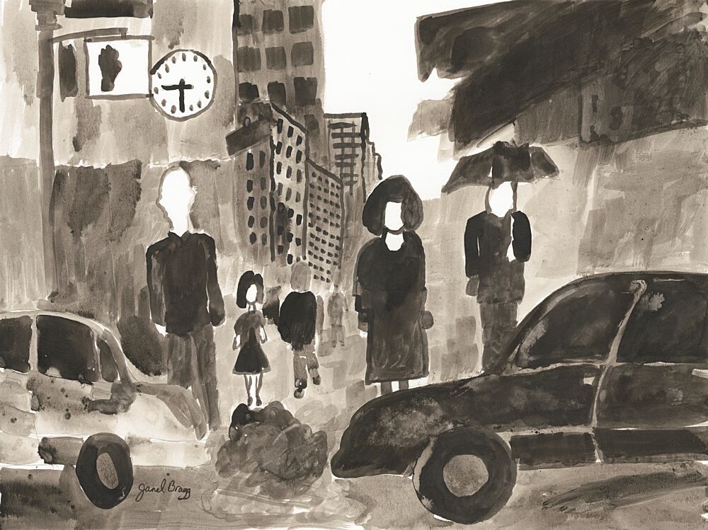 Rainy City Street art print by Janel Bragg for $57.95 CAD