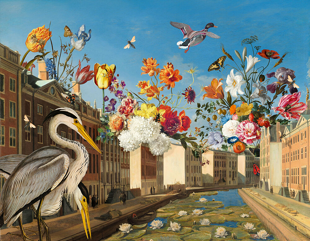 Herons Floral City Dream art print by Marja van den Hurk for $57.95 CAD