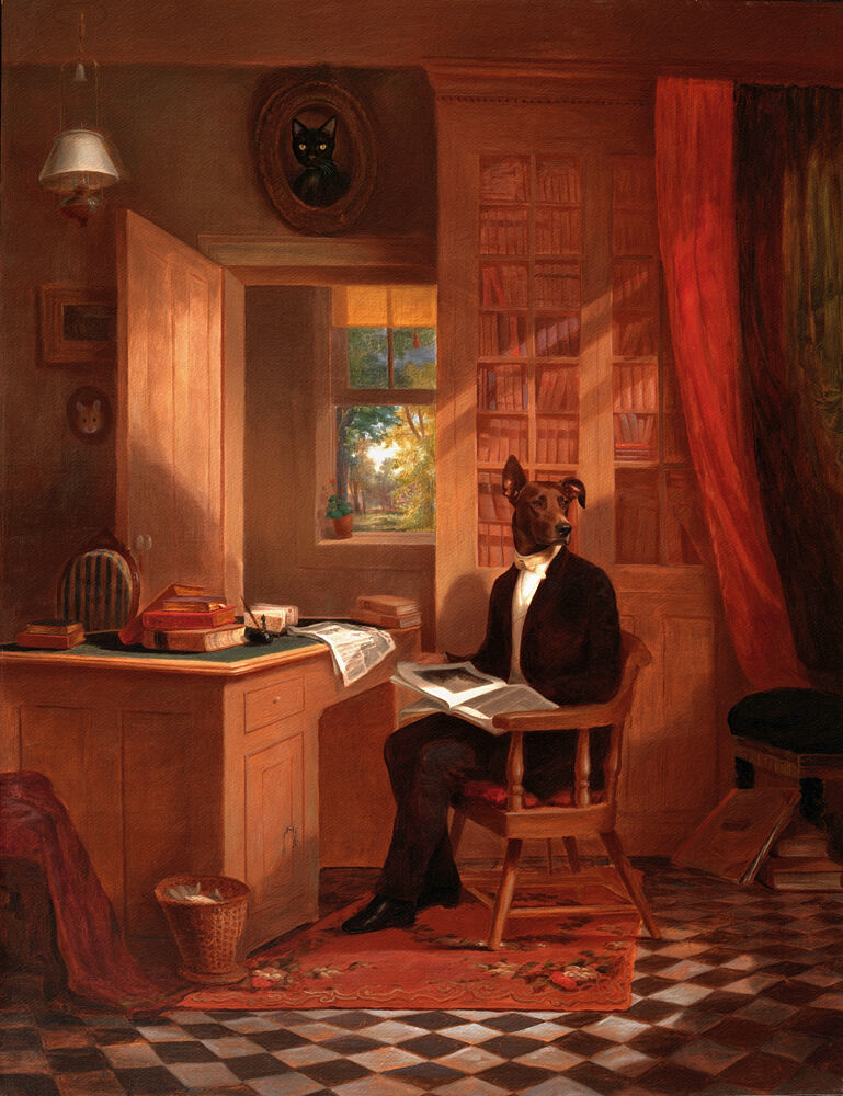 Gentleman Dog Reading art print by Marja van den Hurk for $57.95 CAD