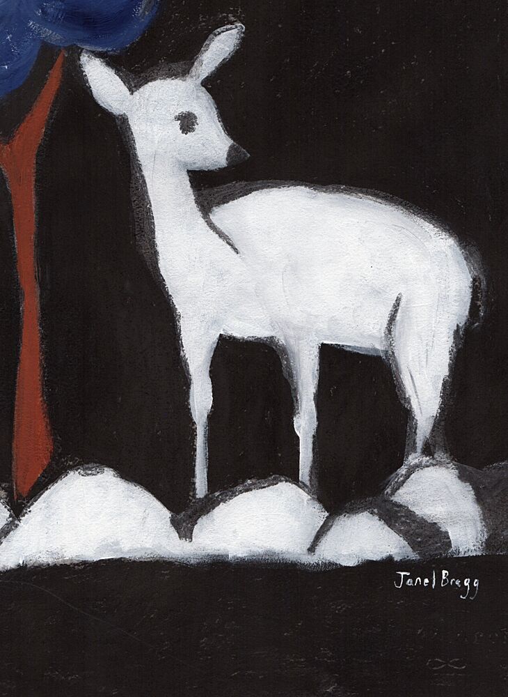 White Deer Winter Night art print by Janel Bragg for $57.95 CAD