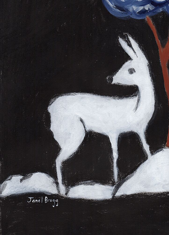 White Deer Winter Night art print by Janel Bragg for $57.95 CAD