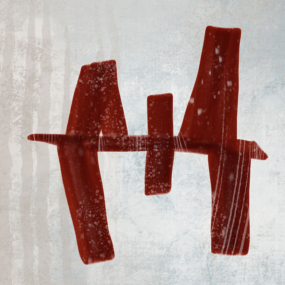 Frosty Red Letter H art print by Mansi Saxena for $57.95 CAD